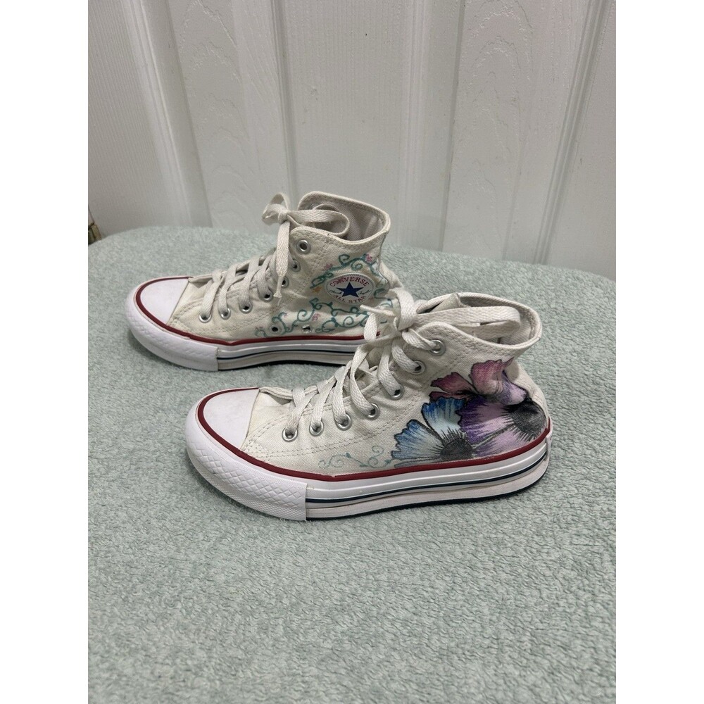 Converse Chuck Taylor All Star Floral High Top White Youth Size 2 Sneakers